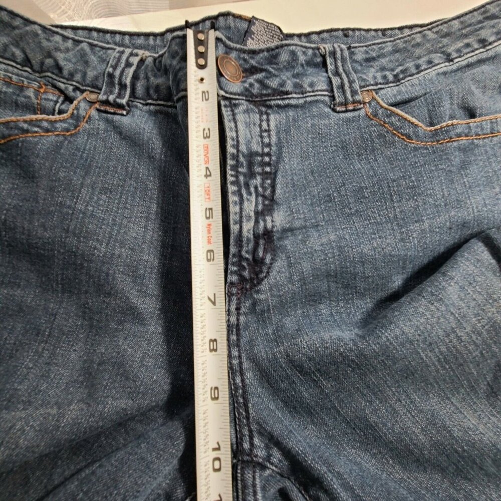 Faded Glory Jeans Womens Size 16 Blue Whisker Washout Denim Slim Straight Leg - Picture 7 of 12